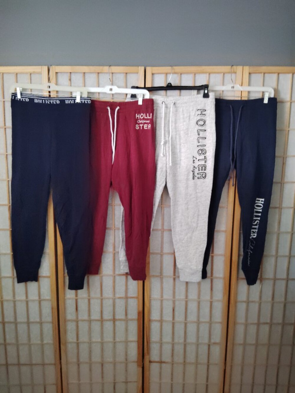 Hollister Women's Track Joggers Bundle - Navy, Burgundy, Heather Gray